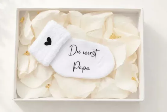 Bedruckte Babysocke mit Text Du wirst Papa als Geschenkidee
