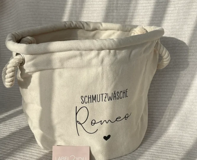 Personalisierbarer Aufbewahrungskorb aus 100 % Baumwolle mit stabilen Baumwollseil-Henkeln – ideal für Spielzeug und Kinderzimmerorganisation
