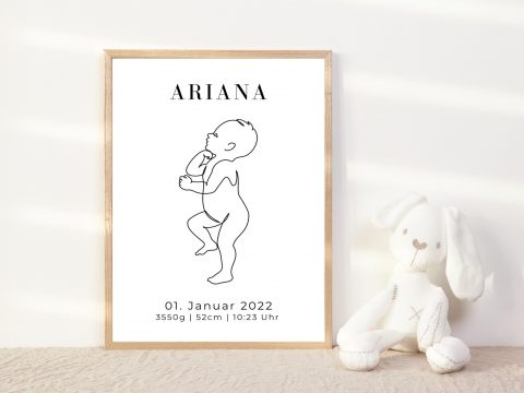 Personalisiertes Baby Birth Poster