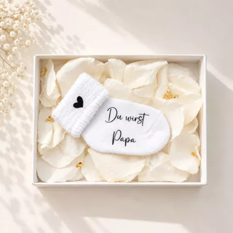 Bedruckte Babysocke mit Text Du wirst Papa als Geschenkidee
