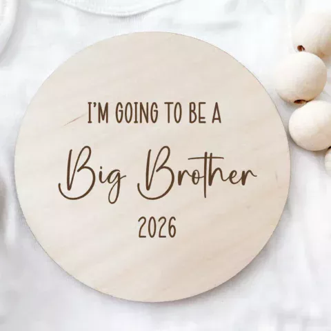 Personalisierter Meilenstein „Big Brother / Big Sister“ aus hochwertigem Ahornholz mit Lasergravur – stilvolles Accessoire zur Schwangerschaftsverkündung