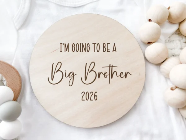 Personalisierter Meilenstein „Big Brother / Big Sister“ aus hochwertigem Ahornholz mit Lasergravur – stilvolles Accessoire zur Schwangerschaftsverkündung