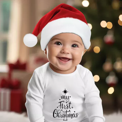 Personalisierter My First Christmas Baby-Body aus Bio-Baumwolle für Babys, erste Weihnachten