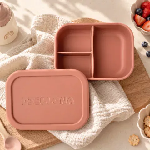 Personalisierte gravierte Snackbox aus Silikon für Kinder – auslaufsicher und spülmaschinengeeignet