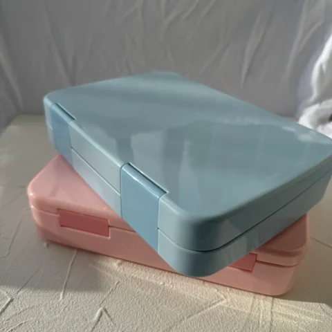 Bentobox mit 4 Fächern und 2 Unterteilungen in Rosa, auslaufsicher und ideal für abwechslungsreiche Mahlzeiten in Schule und Kindergarten