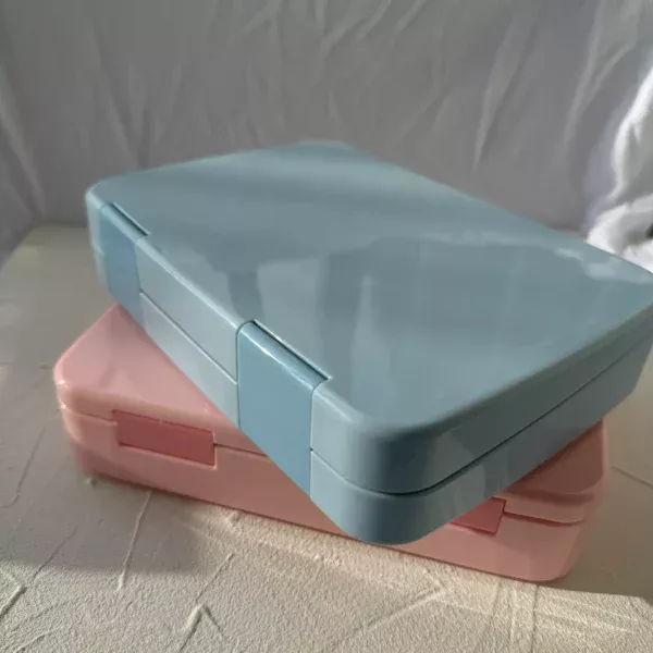 Bentobox Kinder personalisiert mit 4 Fächern und 2 Unterteilungen in Rosa, auslaufsicher und ideal für abwechslungsreiche Mahlzeiten in Schule und Kindergarten